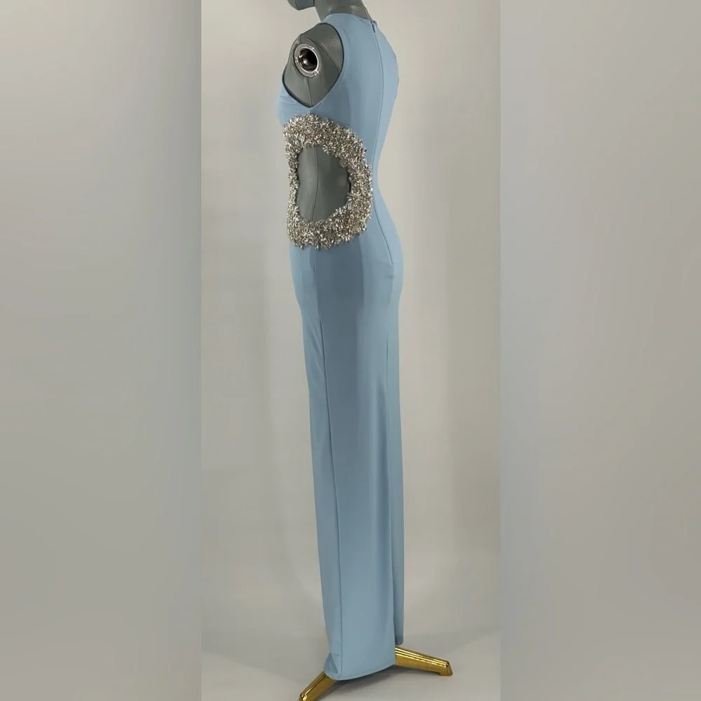 🆕 BRONX & BANCO 🧿 NWOT Camila Rhinestone Cutout Maxi, Powder Blue, Sz XS US 2 - Picture 10 of 16
